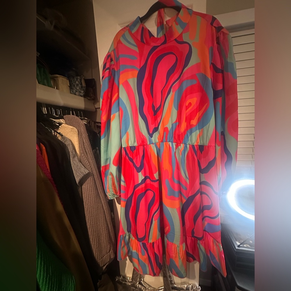 SHEIN Colorful Abstract Long Sleeve Dress